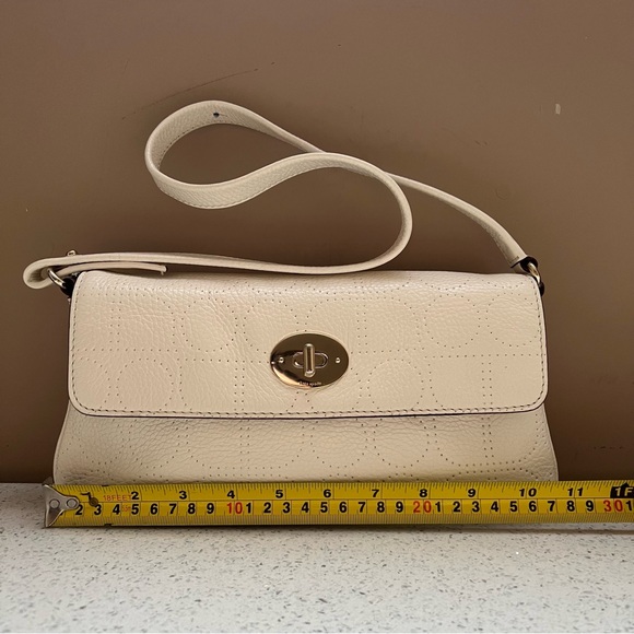 Kate Spade New York Leather Off White Cream Perforated Shoulder Bag Purse - Picture 13 of 16